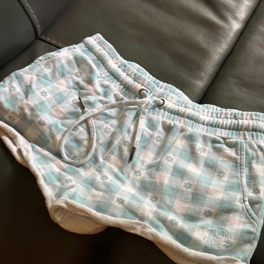 IVORY ELLA WHITE BLUE SHORTS WITH STRINGS USED **